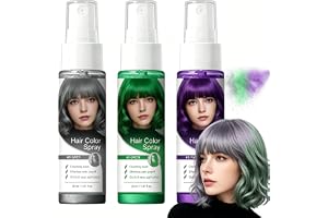 Gireatick 3-pack tillfällig hårspray, tvättbar hårnyans, snabbtorkande, klibbar inte, lila, grå, grön, för cosplay halloween, jul, resestorlek 30 ml