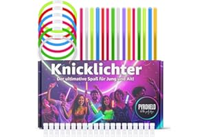 PYROHELD 100x Knicklichter - Leuchtstab - extra Hell & Lang - in bunten Farben für Kindergeburtstag, Party, Silvester Deko 2026, Mitgebsel, Festival, Geburtstag - Glow Sticks mit Verbinder