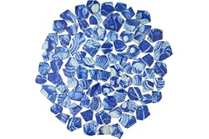 Yuvori 0,5 kg blaue und weiße unregelmäßige Porzellan-Mosaikfliesen, DIY, handgefertigt, Badezimmer, Wohnzimmer, Küche, Backsplash, Outdoor (04, Medium)
