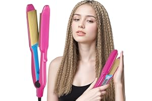 FTJKGH Hair Crimper for Women and Girls, Professional Crimping Iron, Corrugation Crimper Hair Iron with 5 Heat Setting, Plates Hair Styling Tools Crimper, Wide Hair Crimper Iron for Fluffy Corn