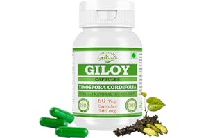 MORSAN NUTRAVEDA Giloy-Kapseln 500 mg. 60 Veganer. Einheiten | Guduchi (Tinospora Cordifolia) Extrakt-Kapseln für Männer und Frauen | Ayurvedische Kräuterergänzung/Heilmittel | 10:1 Stärke (2 Flasche mit 60 Kapseln)