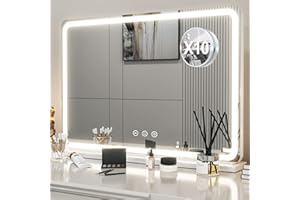 LIANWANG Hollywood lustro do makijażu z oświetleniem, lustro Hollywood z 3 temperaturami barwowymi, duże lusterko do makijażu z ekranem dotykowym i USB, 80 x 55 cm