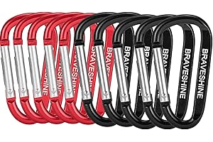 BRAVESHINE Carabiner Clip, Caribina Clip Keyring Strong, D-Ring Carabiner Key Chain Clip Hook For Key,Fishing,Camping,Outdoor,Daily life Use