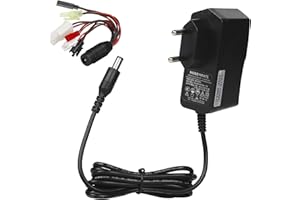 Carbosing 2.4V-12V Nimh/Nicd Multi-Chargeur Rechargeables RC Batteries Packs Chargeur Intelligent pour 2-10s RC Voitures Airsoft Drone with Tamiya Mini Tamiya JST SM 2P XH Futaba Connecteurs 400-700mA