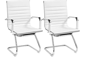 ‎YAHEETECH Yaheetech Besucherstuhl Konferenzstühle freischwinger stühle mit armlehne Bürostühle Esszimmerstuhl 2 Stück für Konferenz-Raum/Wartezimmer/Büro/Esszimmer Weiß