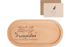 ‎SEUTGJIE Freundschaft Geschenke, Seutgjie Beste Freundin Geschenke Personalisiertes Holztablett mit Gravur und Grußkarten für Geburtstag, Weihnachten und Jubiläume Holz Deko Kleine Aufmerksamkeit