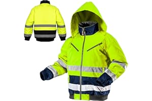 NEO TOOLS Herren wasserdichte Isolierte Arbeit Warnjacke oder Set mit wasserdichte Hose, Gr. S-3XL Gelb/Orange | Sehr Warm, aus Strapazierfähigem 300D-Oxford-Gewebe Arbeitsjacke