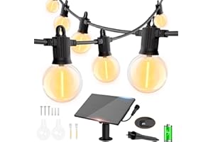 ZOTOYI Catena Luminosa Esterno Solare, 30m Luci Solari da Esterno con 50+2 Impermeabile IP65 Lampadine, Catena Lucine Esterni Interno Deco per Terrazzo, Partito, Festa, Matrimonio, Gazebo,2200K