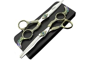 SHARONDS 6 pouces Ciseaux de coiffure Haut de gamme Salon de coiffure Ciseaux Japon en acier inoxydable Barber Ciseaux Lot d'outils (6 pouces - 2pc-C)