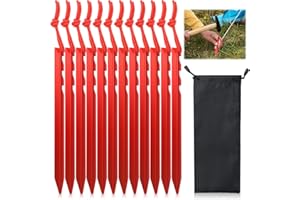 INQUIRLLY Piquetas para Tienda de Campaña, Piquetas Camping Suelo Duro, 18 Estacas Fuertes de Aluminio Piquetas Playa con Cuerda Reflectante y Bolsa, Ideales para Tiendas de Campaña, Jardín, Camping