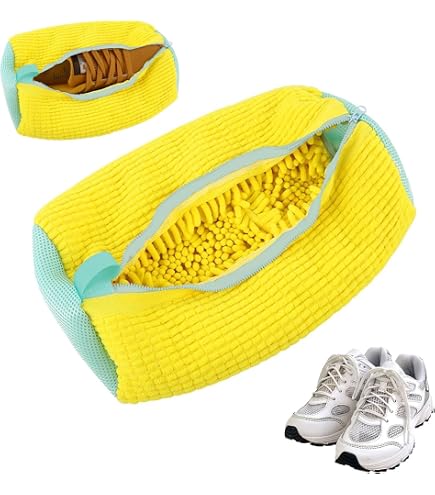 2 Wiederverwendbare Netz-Wäschesäcke Für Schuhe – Gelb, Für Waschmaschine Und Trockner, Schützt Sneaker Und Feinwäsche
