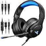 LYCANDER Gaming-Headset mit Mikrofon und LED-Licht, 3,5 mm Eingang, für PC, PS4, Xbox One, Nintendo Switch und mehr (Intermed