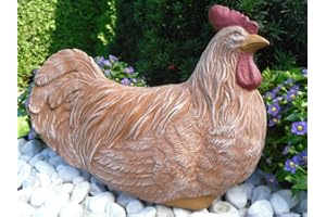 STEINFIGUREN SPICKER Steinfigur Huhn, 135/3 Gartenfigur Steinguss Tierfigur Terrakotta Patina