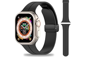 Miimall Silikonowy pasek do zegarka Apple Watch 49 mm, 45 mm, 44 mm, 42 mm, 41 mm, 40 mm, 38 mm, Apple Watch z regulowanym zapięciem magnetycznym, miękki pasek do zegarka iWatch Ultra Series 8, 7, 6,