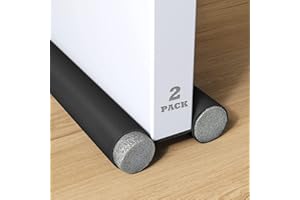 ‎ASOENTIWOX Pack of 2 Draught Excluders for Doors, 96 cm Door Draught Excluder, Double Layer Door Bottom Seal, Door Seal for Prevents Airflow, Door Seals Can Be Cut As Needed (Black)