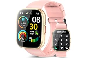 VKROBAG Reloj Inteligente Hombre Mujer, 1.85" HD Smartwatch con Llamadas Bluetooth, Pulsera Actividad con 110+ Modos Deportivos, Monitor de Ritmo Cardíaco, Impermeable IP68, iOS Android, Oro Rosa