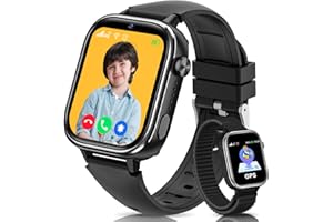 JoJoego Reloj Inteligente Niño, 4G Smartwatch Niños con GPS y Teléfono, Videollamada, Llamadas, SOS, Modo Escuela, Chat, SIM, Despertador, Podómetro IP68, Regalo Niñas/Niños, 4-14 Años Negro