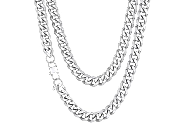 Richsteel Chaîne Cubaine Collier Homme Acier Inoxydable/Noir/Plaqué Or - Collier Chaine Homme à Maillon Cubain de 3/6/9/12 mm - 35/46/50/55/61/66/71/76 cm de Long - Hip Hop Style
