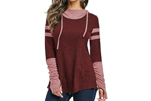 iChunhua Womens Hoodie with Thumb Holes Long Sleeve T Shirt Drawstring Tops with Pockets S-XXL