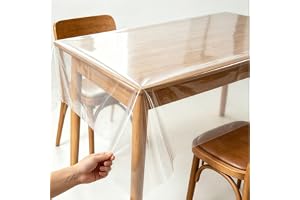 Diylove Clear Plastic Tablecloth, 100% Waterproof Oil-Proof Spill-Proof Vinyl PVC Table Cloth, Wipeable Rectangle Tablecloth Protector for Dining Table, Outdoor and Indoor Uses, Clear (140 * 220)