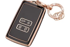 Koaudb Protezione in TPU per Chiave Auto Adatta per Renault Clio Megane Koleos Kadjar Talisman Captur Espace Dacia Duster 4 Tasti Keyless Smart Card Custodia con Portachiavi (R-Rnl-B)