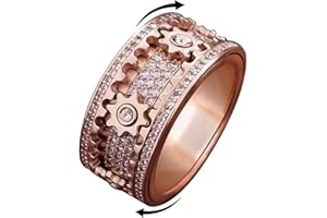 SKYFACE Bague Anti Stress Femme Spinner, Bague Engrenage Rotatif Anneau Anti Anxiété Homme, Bague Tournante Fidget Toys pour Garçon Fille, Bague de Mariage Fiançailles Bande, Cadeau de Bijoux