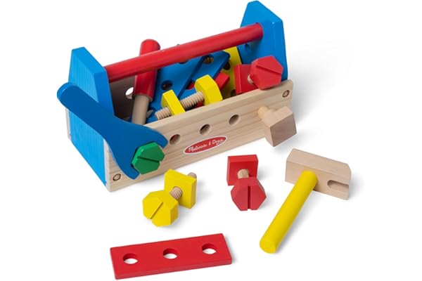 Melissa & Doug Caisse à Outils en Bois, 24 pièces, Jouet éducatif et créatif de qualité superieure, Jouets de développement, Jouet Montessori, Cadeau pour garçons et Filles de 3 4 5 6 7 Ans