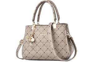 FORRICA Borsa a Mano Donna Borsa a Tracolla Squisito Ciondolo Borsetta Elegante Foglia di Acero Borse a Spalla Pelle PU Manico Grigio