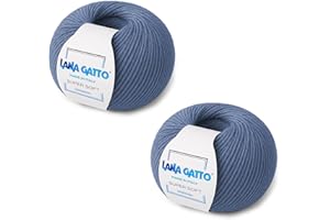 KALAPANTA Ovillos, 100% Pura Lana Virgen Merino Extrafina de Lana Gatto, Made in Italy. Línea Super Soft, 100 g. 250 mt, (Azul claro, 2)
