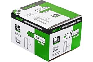 meite 9032 - Grapas de corona estrecha tipo 90 para pistola grapadora, calibre 18, 32 mm de longitud, grapas galvanizadas para muebles, cajas de madera, manualidades (4000 piezas)