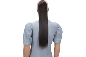 CAISHA by PRETTYSHOP 60cm Posticcio Per Capelli Hailey Con 2 Nastri Coda Di Cavallo Voluminoso Capelli Finti Liscio Marrone HC7