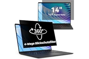 ‎PROTESCREEN 360° Laptop Blickschutzfolie 14 Zoll, Anti Blaulicht Blendschutz Displayschutz, Sichtschutz Seitenverhältnis 16:9, 4 Wege Sichtschutzfilter Kompatibel mit Lenovo/HP/Dell/Acer/Samsung/Asus/Toshiba