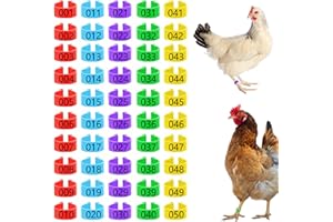 GIEEU Lot de 50 anneaux d'identification pour poulets - 16 mm - Bandes d'identification numérotées pour éleveurs de volaille et support de cour (poules, canards, pigeons, oies)