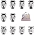 10 Sets Tuck Lock Bag Clasps for Leather Handbag Backpack Purse Closures Hardware, Thumb Tuck Lock Buckle, Leather Craft DIY Craft Bag Handbag Making, Iron Oval Silver, Chrome Plating Anti Fade