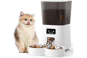 Tieker Automatic Cat Feeder with Camera, 5L Timer Cat Feeder Automatic, App Control Auto Pet Feeder for Cats, Food Dispenser with 1080P HD Video and Night Vision, 2-Way Audio, 10S Voice Recorder