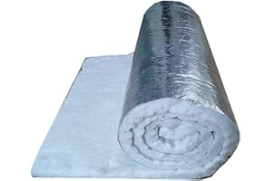 DOKUYIE Keramikfaser-Decken-Isoliermatte, einseitige Aluminiumfolie, 1,260 °C, für Kamin, Grill, Ofen, Herd, 1 x 0,61 m (Weiß, 10mm)