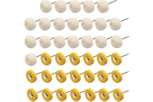 NIUPIKA Juego de ruedas de pulido, pequeños amortiguadores de algodón para accesorios de herramientas giratorias, kit de pulido de joyas de reloj, mandril de 3 MM