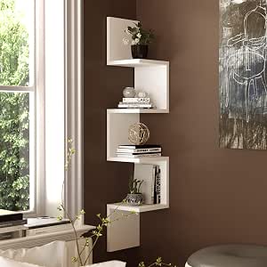 Homcom Etagère Murale Angle Design Contemporain Zig zag avec 5 Etagères Homcom Etagère Murale Angle Design Contemporain Zig zag avec 5 Etagères