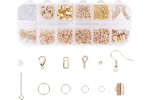 LUOGE Kit de Suministros para Hacer Joyas, 800 Piezas Kit de Accesorios de Joyería Herramientas de Reparación de Joyas Adecuado para Manualidades y Reparación de Collares, Pulseras, Pendientes (dorado)