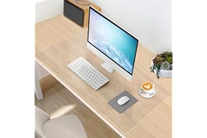 YSWOVUO Alfombrilla de Escritorio Transparente, 90 x 40 cm Protector de Mesa Transparente, Tapete escritorio PVC Antideslizante e Impermeable, Protector Escritorio Transparente para Oficina/Hogar