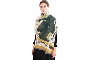 Leisofter Sciarpa invernale della lana della donna Sciarpa morbida calda Pashmina grande autunno Sciarpa invernale placca fiori moda francese Poncho Sciarpa 185 x 65 cm
