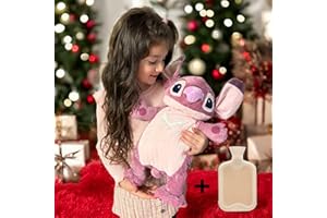 WHITEHOUSE LEISURE LLP Bolsa de agua caliente de peluche compatible con Ángel, Lilo y Stitch, en forma de peluche, caucho natural, 40 cm