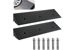 Vocpy 2 Pack Rubber Curb Ramps, 39.3x9.8x4inch Heavy Duty Driveway Curb Ramp, 10 Ton Car Slope Ramp for Sidewalk, Cars, RV Trucks, Shed Access, Bike, Pets Scooter, Wheelchair Black