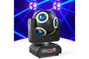 ZONQOONZ 150W Moving Head Bühnenlicht, 8 LED RGBW Hochleistungsperlen mit goldenem Blendeneffekt, d-mx512 plus Y-Achse 360°kontinuierliche Drehung Partylicht für Weihnachten Club Disco Bars