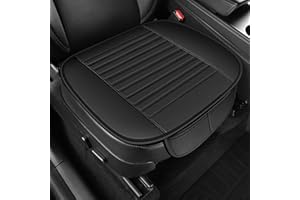 DEARBAG Universal Cojines de Asiento Delantero, Respirable Cojin Asiento Coche de Cuero y Algodón, Auto Asiento Cojín Fácil de Limpiar, Cojin Asiento Coche Comodidad de Cuatro EEstaciones (Negro, 49x47cm)
