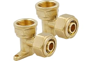 2 stycken 1/2 tum mässing väggskiva, skruvmontering vinkel övergång 20 x 2 mm 90°