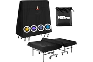 HICOVER 600D Table Tennis Table Cover, Ping Pong Table Cover Universal 9x5 FT, Waterproof, Sunproof, Fits Folding & Flat Tables, Black, Oxford Fabric