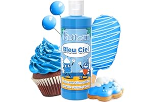 Colorant Alimentaire 160ml - Fidton Colorants Alimentaires Hautement Concentré de Grande Capacité pour la Décoration de Gâteaux, Colorant Alimentaire Liquide pour Fondant, Macaron, Muffin - Bleu Ciel