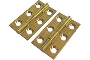 Dzina Butt Hinge 38mm x 22mm (1.1/2 x 7/8 Inch) Solid Brass, Pack Qty 1 Pair