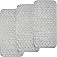 BlueSnail Bamboo Rayon Quilted Thicker Longer Waterproof Changing Pad Liners for Babies 3 Count (Heather Gray)